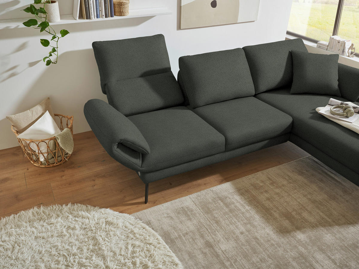 ECKSOFA  in Flachgewebe Grün  255-365/175-224 cm  - Schwarz/Grün, Design, Textil/Metall (255-365/175-224cm) - Dieter Knoll
