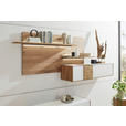 WOHNWAND  in Weiß, Eichefarben  343/196/44 cm  - Eichefarben/Silberfarben, Design, Glas/Holz (343/196/44cm) - Valnatura