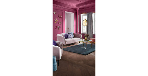 CHESTERFIELD-SOFA  in Samt Rosa  - Schwarz/Rosa, Trend, Holz/Textil (191/78/84cm) - Ambia Home