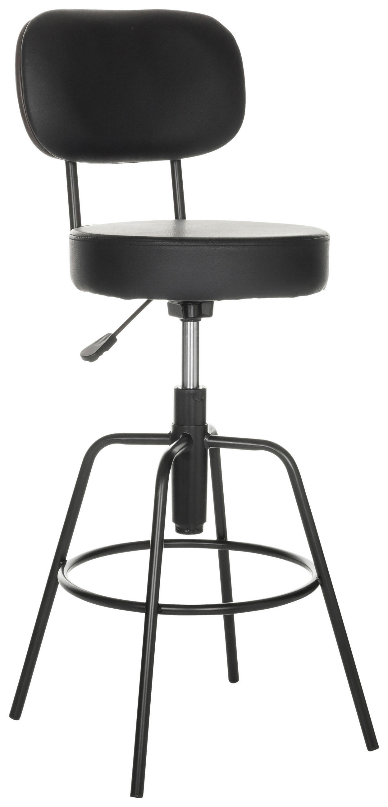 BARSKI STOL, črna  - črna, Basics, kovina/usnje (43/103-113/43cm) - MID.YOU