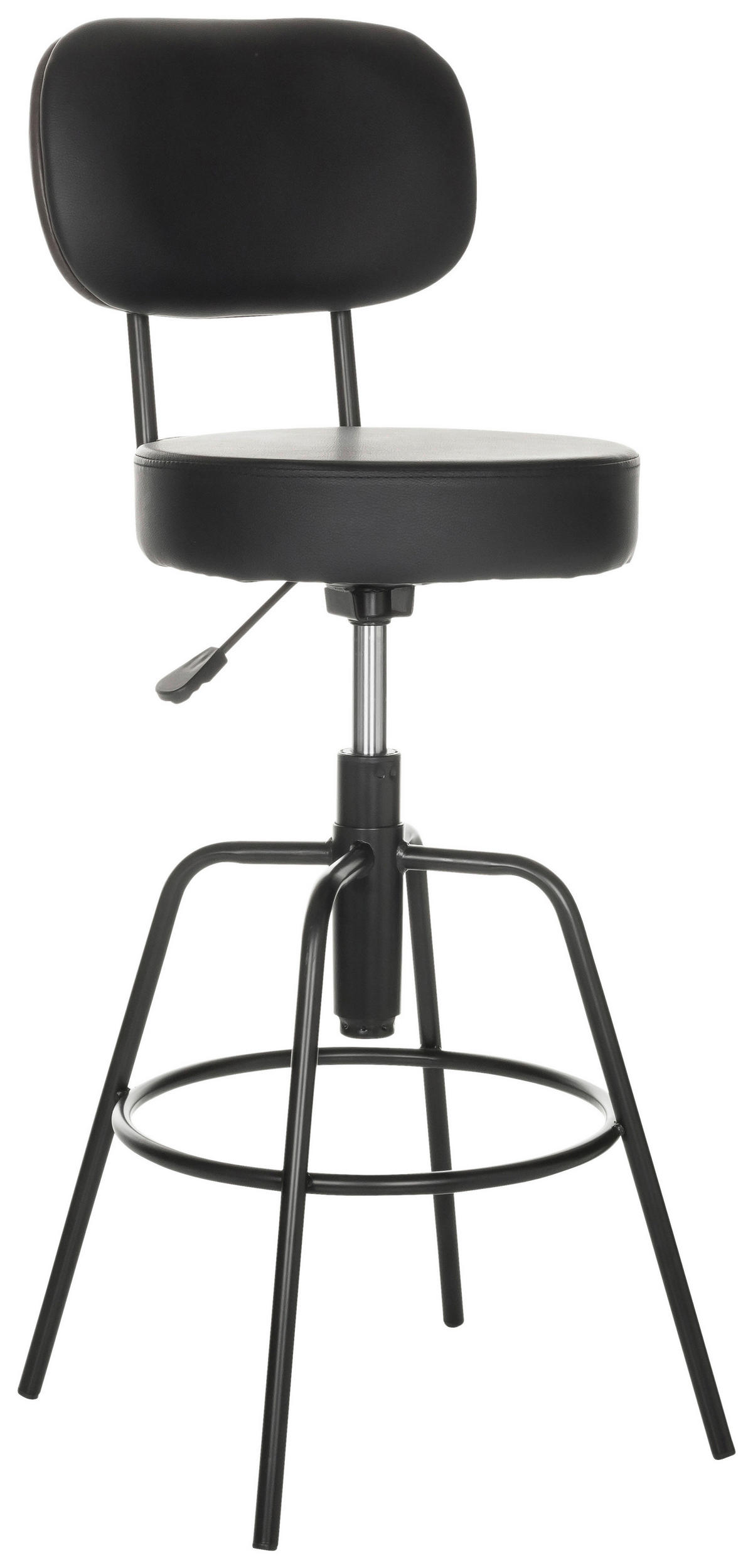 BARSKI STOL, črna  - črna, Basics, kovina/usnje (43/103-113/43cm) - MID.YOU