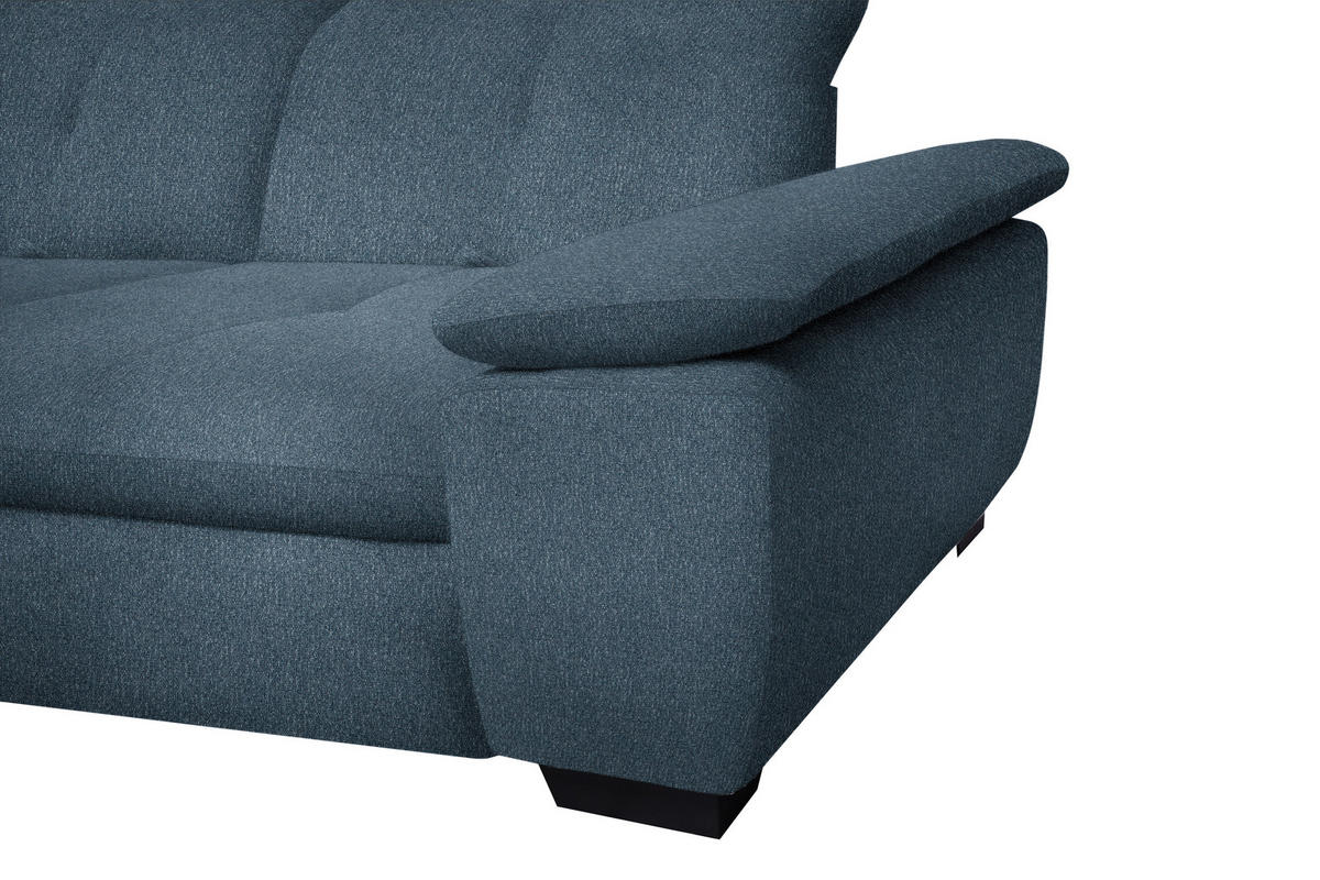 ECKSOFA in Flachgewebe Blau  - Blau/Schwarz, Design, Textil/Metall (313/242cm) - Xora