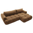 ECKSOFA Dunkelbraun Struktur Rückenkissen, Bettkasten, Schlaffunktion, Rücken echt, Liegefläche im Originalstoff  - Dunkelbraun/Schwarz, KONVENTIONELL, Kunststoff/Textil (272/172cm) - Carryhome