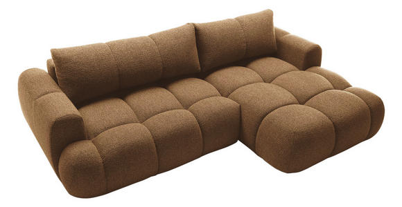 ECKSOFA Dunkelbraun Struktur Rückenkissen, Bettkasten, Schlaffunktion, Rücken echt, Liegefläche im Originalstoff  - Dunkelbraun/Schwarz, KONVENTIONELL, Kunststoff/Textil (272/172cm) - Carryhome