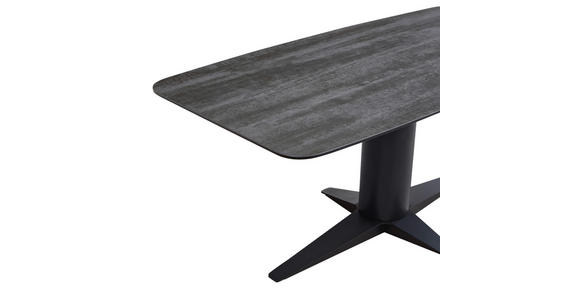 ESSTISCH in Metall, Glas, Keramik 180/90/76-106 cm  - Dunkelgrau/Schwarz, Design, Glas/Keramik (180/90/76-106cm) - Belluti