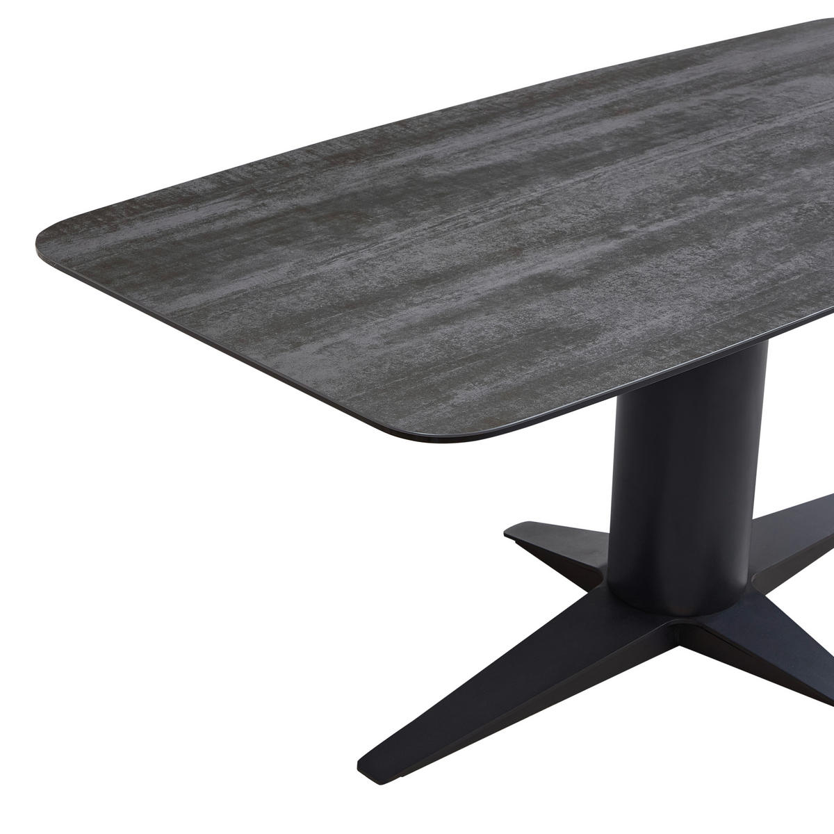 ESSTISCH in Metall, Glas, Keramik 180/90/76-106 cm  - Dunkelgrau/Schwarz, Design, Glas/Keramik (180/90/76-106cm) - Emilio Belluti