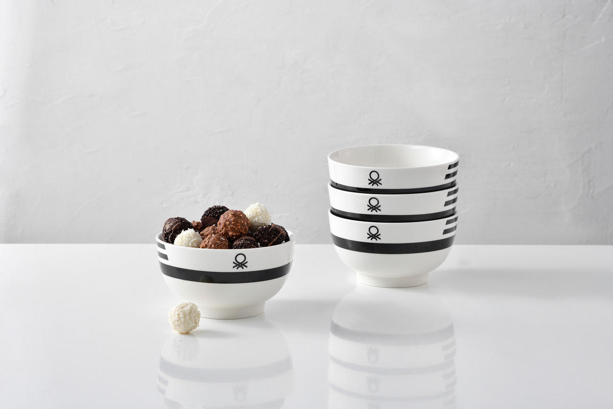 MÜSLISCHALENSET BENETTON 4-teilig  - Schwarz/Weiß, Basics, Keramik (15/14,7/19,2cm) - Benetton