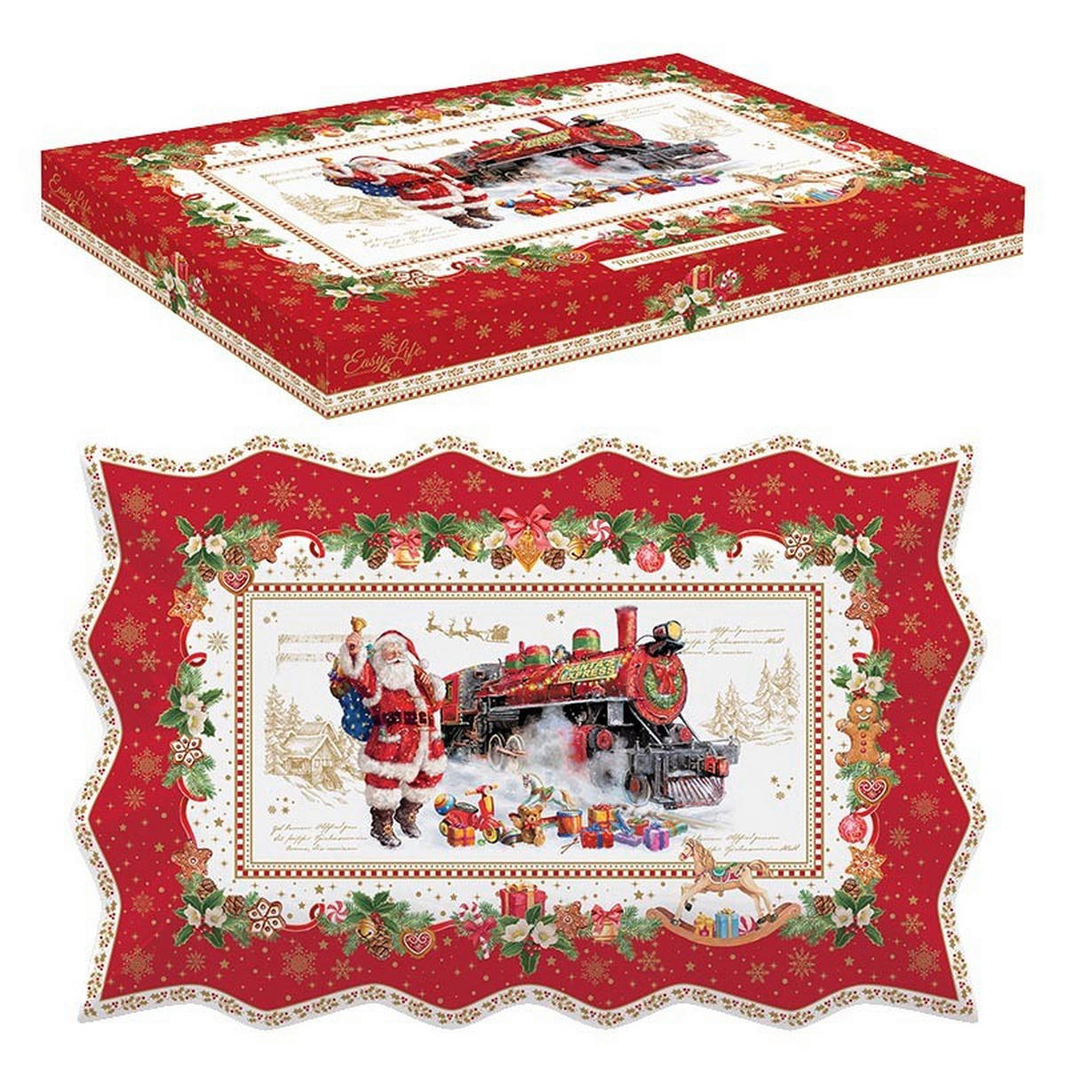 PLADENJ ZA SERVIRANJE     35/23/3 cm         - rdeča/zelena, Basics, keramika (35/23/3cm) - Easy Life