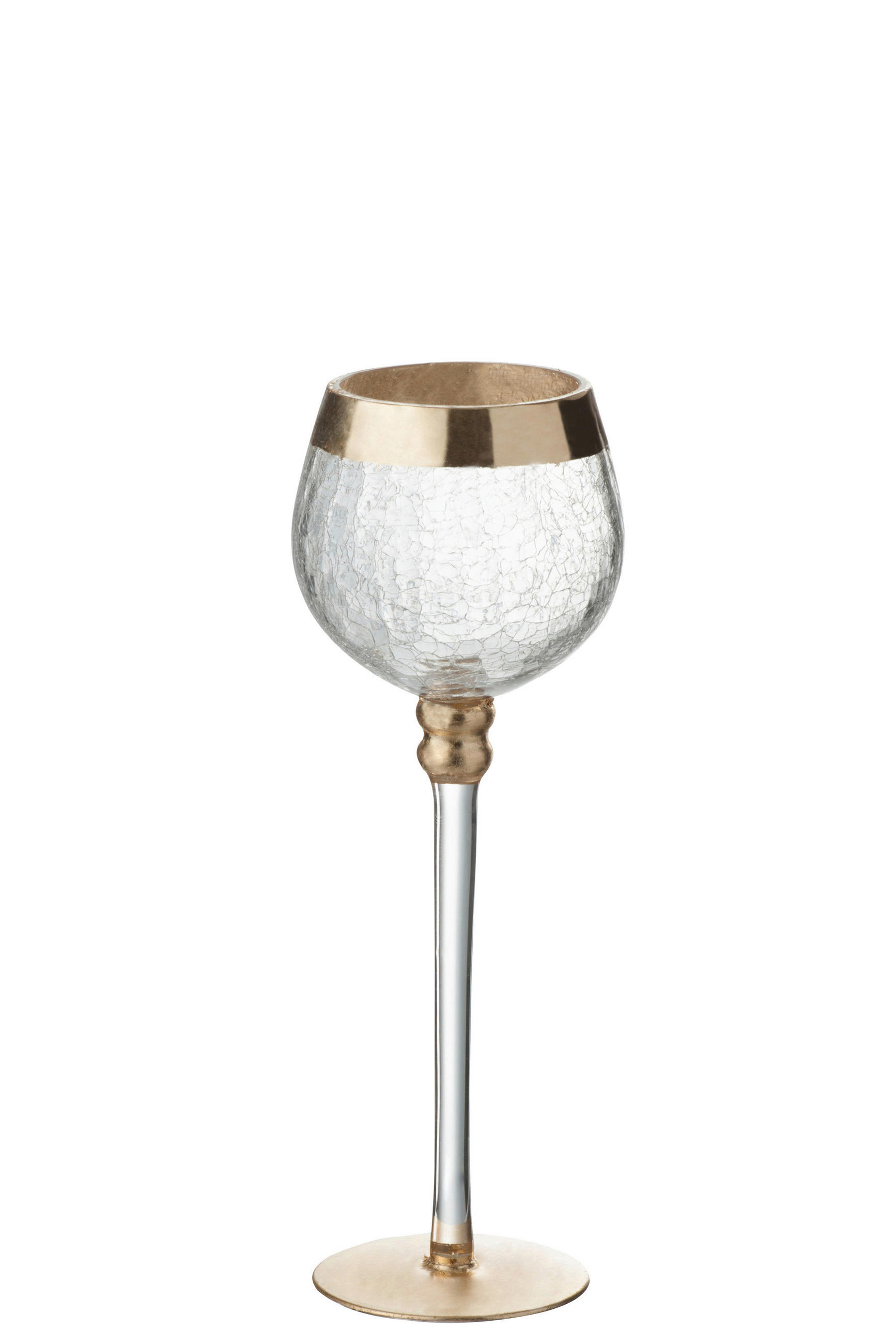TEELICHTHALTER - Transparent/Goldfarben, Basics, Glas (9,5/9,5/25cm) - Ambia Home
