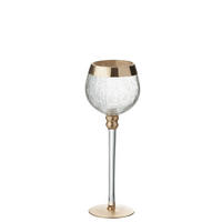 TEELICHTHALTER - Transparent/Goldfarben, Basics, Glas (9,5/9,5/25cm) - Ambia Home