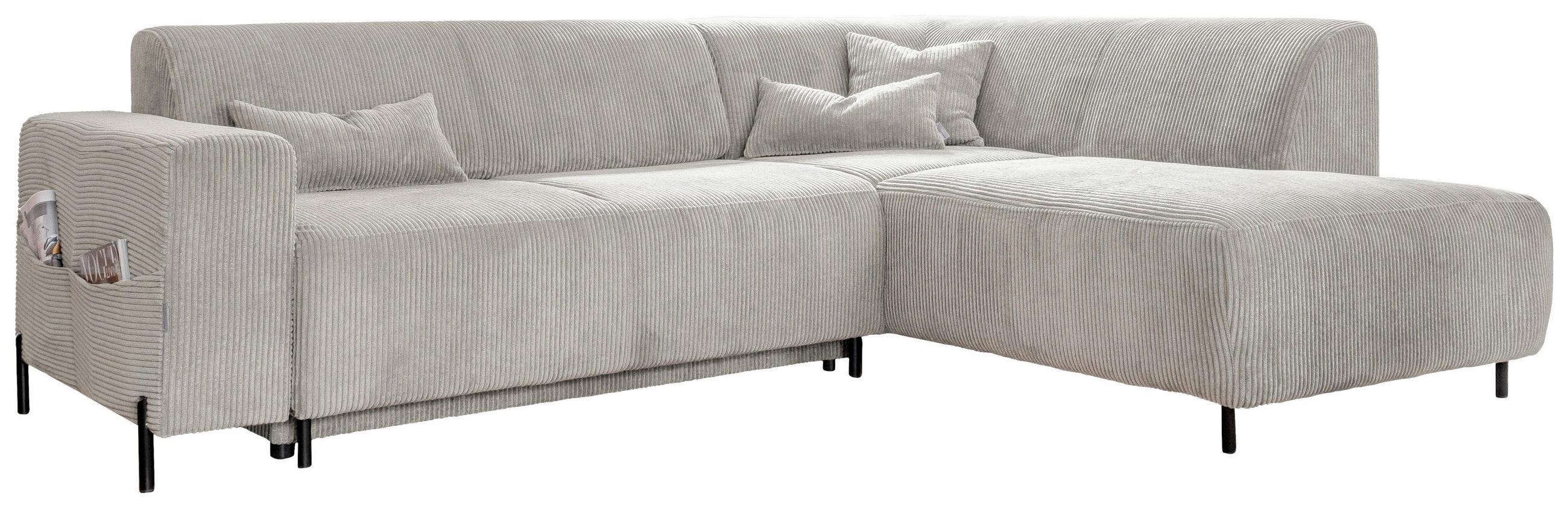 ECKSOFA in Cord Beige  - Beige/Schwarz, Textil/Metall (250/192cm) - MID.YOU