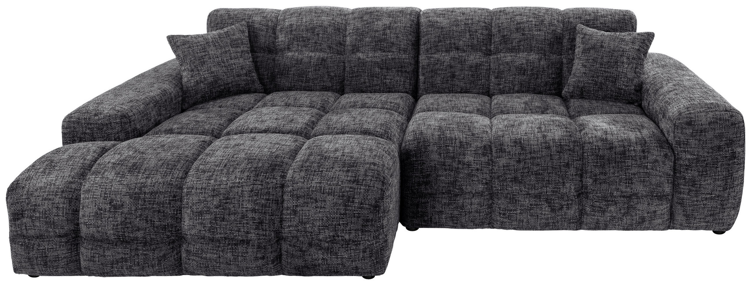 ECKSOFA in Struktur Schwarz  - Schwarz, Modern, Kunststoff/Textil (152/301cm) - Livetastic