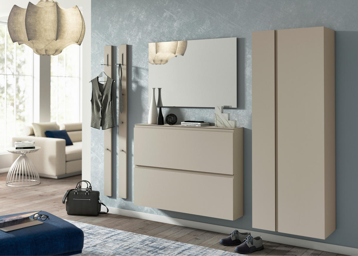 HÄNGESCHUHSCHRANK Sandfarben  - Sandfarben, Design, Glas/Holzwerkstoff (110/82/22cm) - Moderano