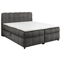 BOXBETT 180/200 cm,  in Dunkelgrau, Bettkasten, Topper, H2 + H2 = mittel  - Dunkelgrau/Schwarz, Design, Kunststoff/Textil (180/200cm) - Esposa