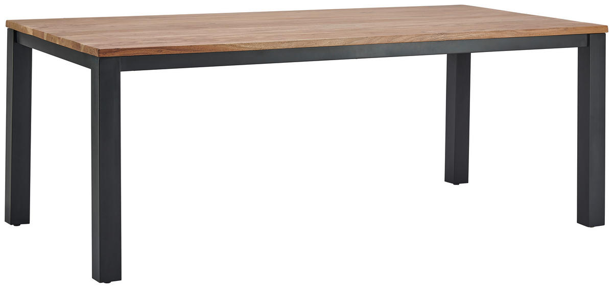 JÍDELNÍ STŮL, akácie, černá, barvy akácie, 200/76/100 cm - černá/barvy akácie, Konvenční, kov/dřevo (200/76/100cm) - Livetastic