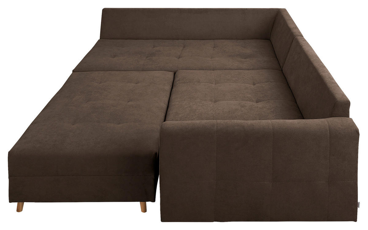 ECKSOFA inkl. Hocker Ariella Schlammfarben Mikrofaser  - Schlammfarben/Naturfarben, Design, Holz/Textil (161/231cm) - Livetastic