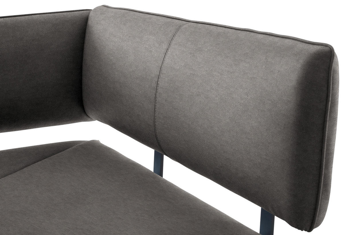 ECKBANK in Metall, Textil Schwarz, Dunkelgrau  - Dunkelgrau/Schwarz, Modern, Textil/Metall (190/150cm) - Cantus