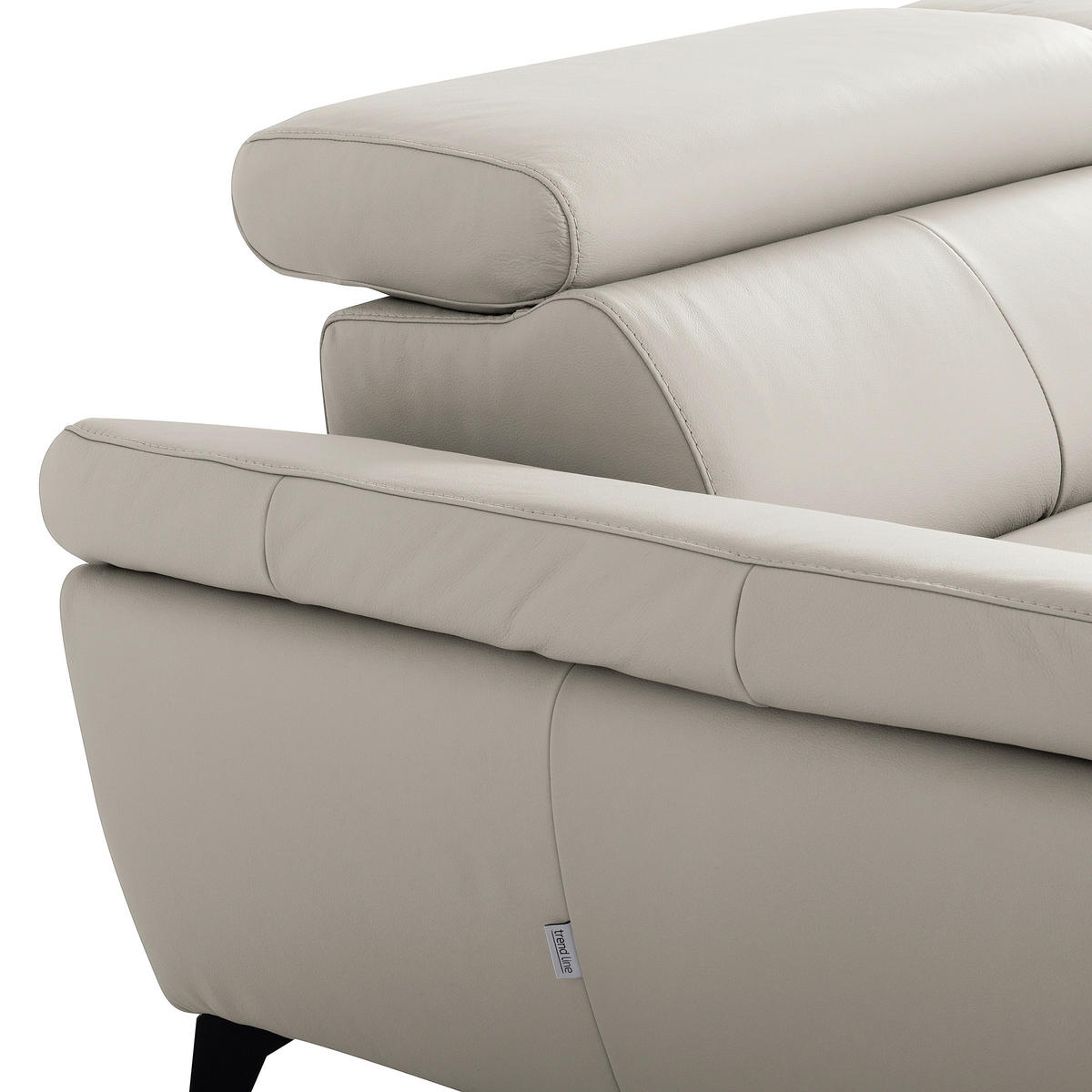 ECKSOFA SONO in Lederlook Echtleder Platinfarben Armteilverstellung, Kopfteilverstellung  179/252 cm  - Platinfarben/Schwarz, Design, Leder/Textil (179/252cm) - Livetastic