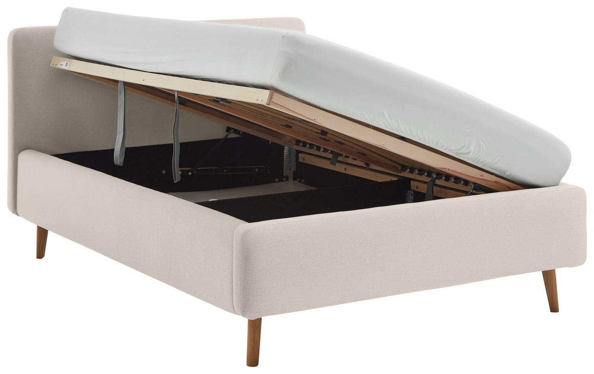 POLSTERBETT 140/200 cm  in Beige  - Eichefarben/Birkefarben, Design, Holz/Textil (140/200cm) - Xora