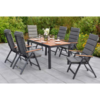 GARTENTISCHGRUPPE  - Graphitfarben/Naturfarben, KONVENTIONELL, Kunststoff/Textil - Gardenson