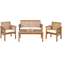 BAŠTENSKI SET 7 delova  - prirodna boja/boja tikovine, Romantično / Seoski, drvo/tekstil - Ambia Garden