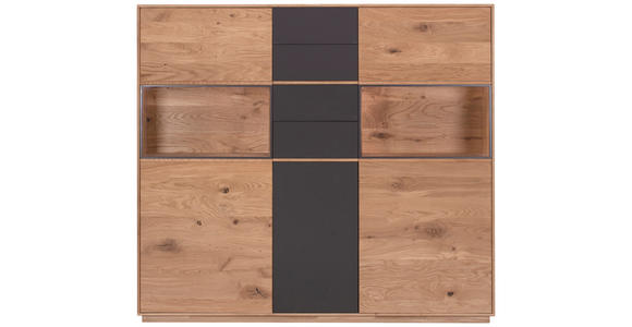 HIGHBOARD in 154/138/42 cm - Eichefarben/Anthrazit, Natur, Glas/Holz (154/138/42cm) - Waldwelt