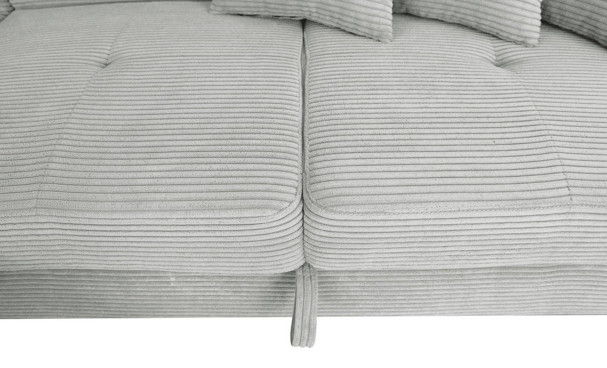 ECKSOFA inkl. Funktionen Grau Cord  - Silberfarben/Grau, Design, Textil/Metall (226/257cm) - Xora