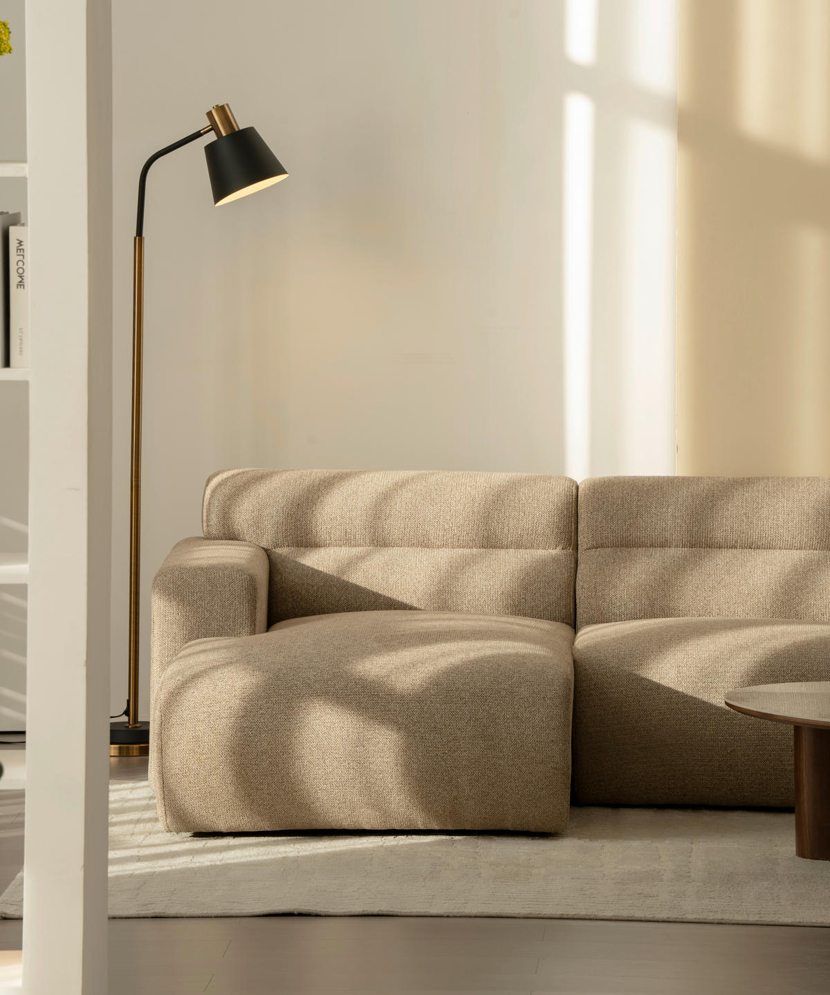 ECKSOFA Taupe Leinenoptik  - Taupe, Design, Holz/Textil (260/68/156cm) - P & B