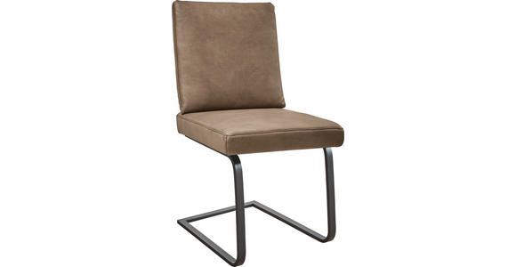 SCHWINGSTUHL  in Stahl Mikrofaser  - Taupe/Schwarz, Design, Textil/Metall (46/92/60cm) - Dieter Knoll