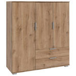 HIGHBOARD  130/140/40 cm 2 Schublade(n)  - Plankeneiche/Silberfarben, KONVENTIONELL, Holzwerkstoff/Kunststoff (130/140/40cm) - Carryhome