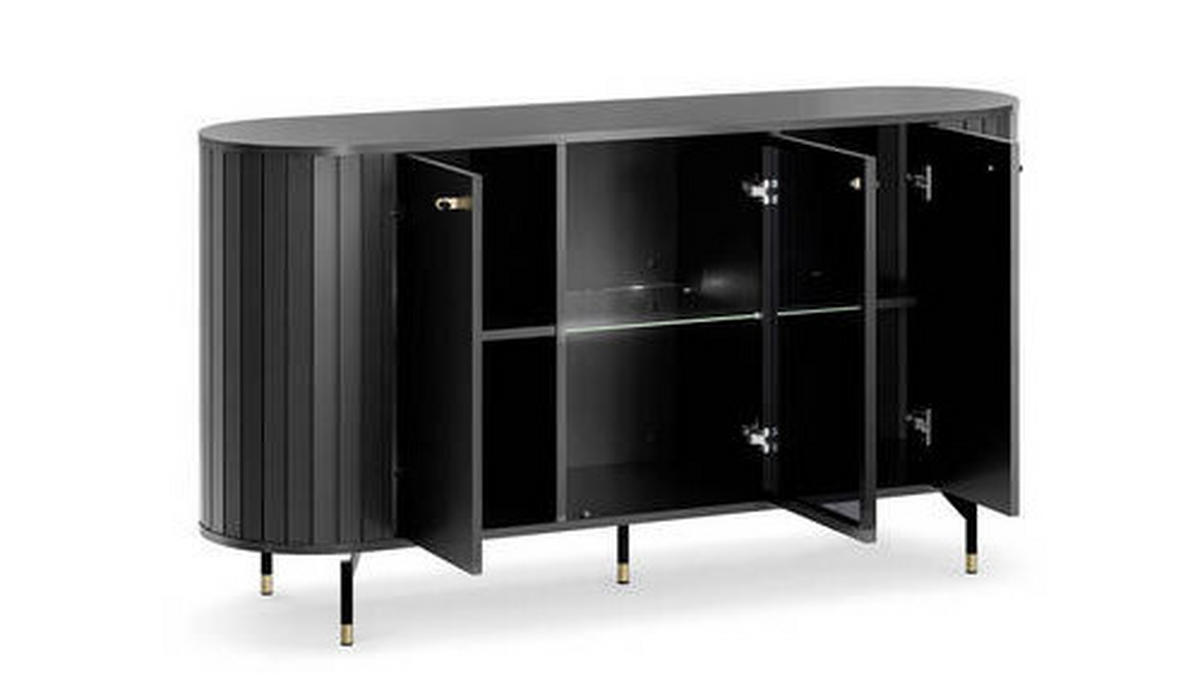 KOMMODE , 150,1/81/40 cm,  - Goldfarben/Schwarz, MODERN, Glas/Holzwerkstoff (150,1/81/40cm) - home24