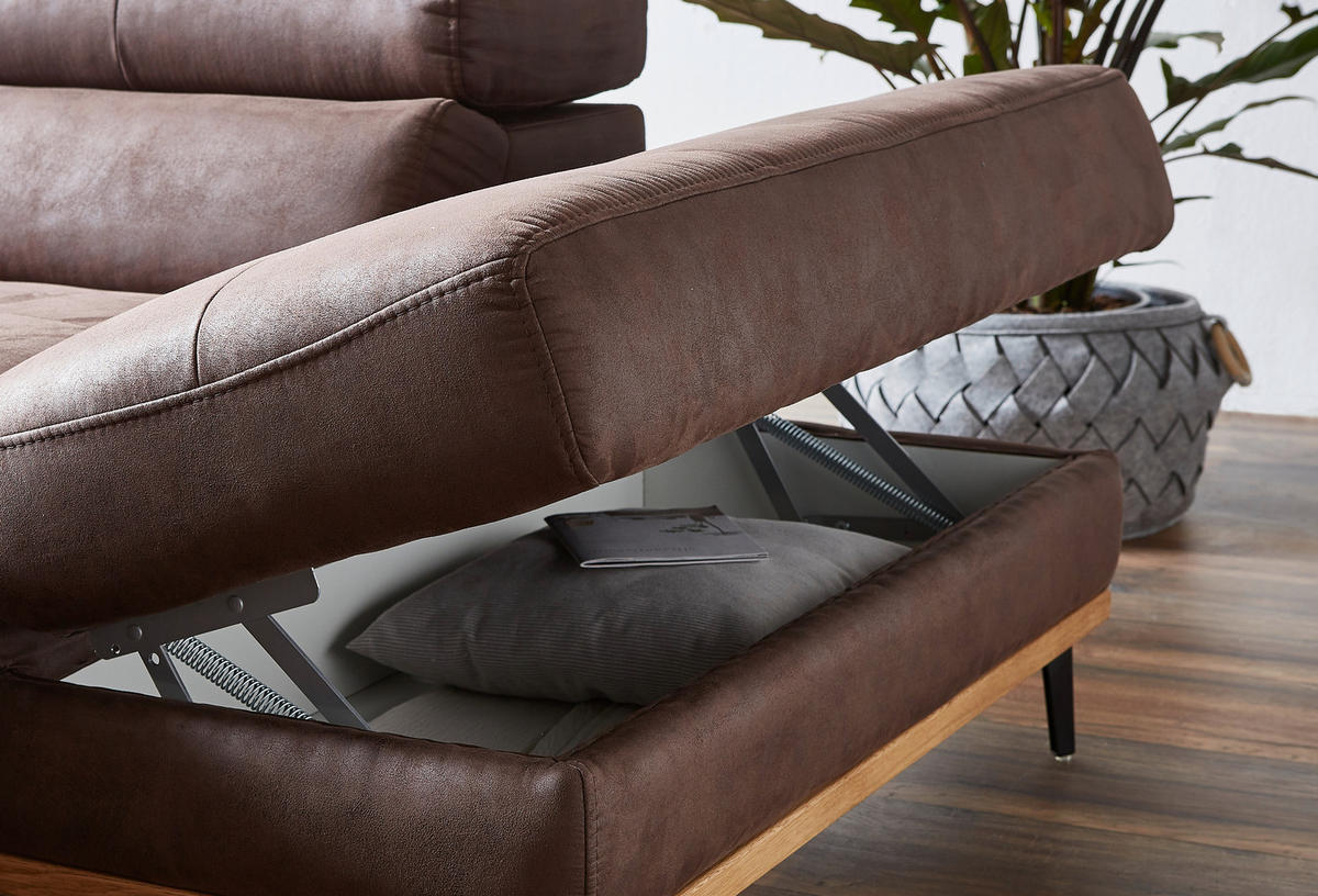 ECKSOFA Grau Webstoff  - Schwarz/Grau, Natur, Holz/Textil (282/226cm) - Novel