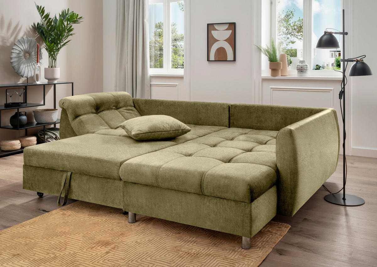 ROHOVÁ SEDAČKA, textil, zelená - zelená/barvy chromu, Design, textil (250/190cm) - Livetastic