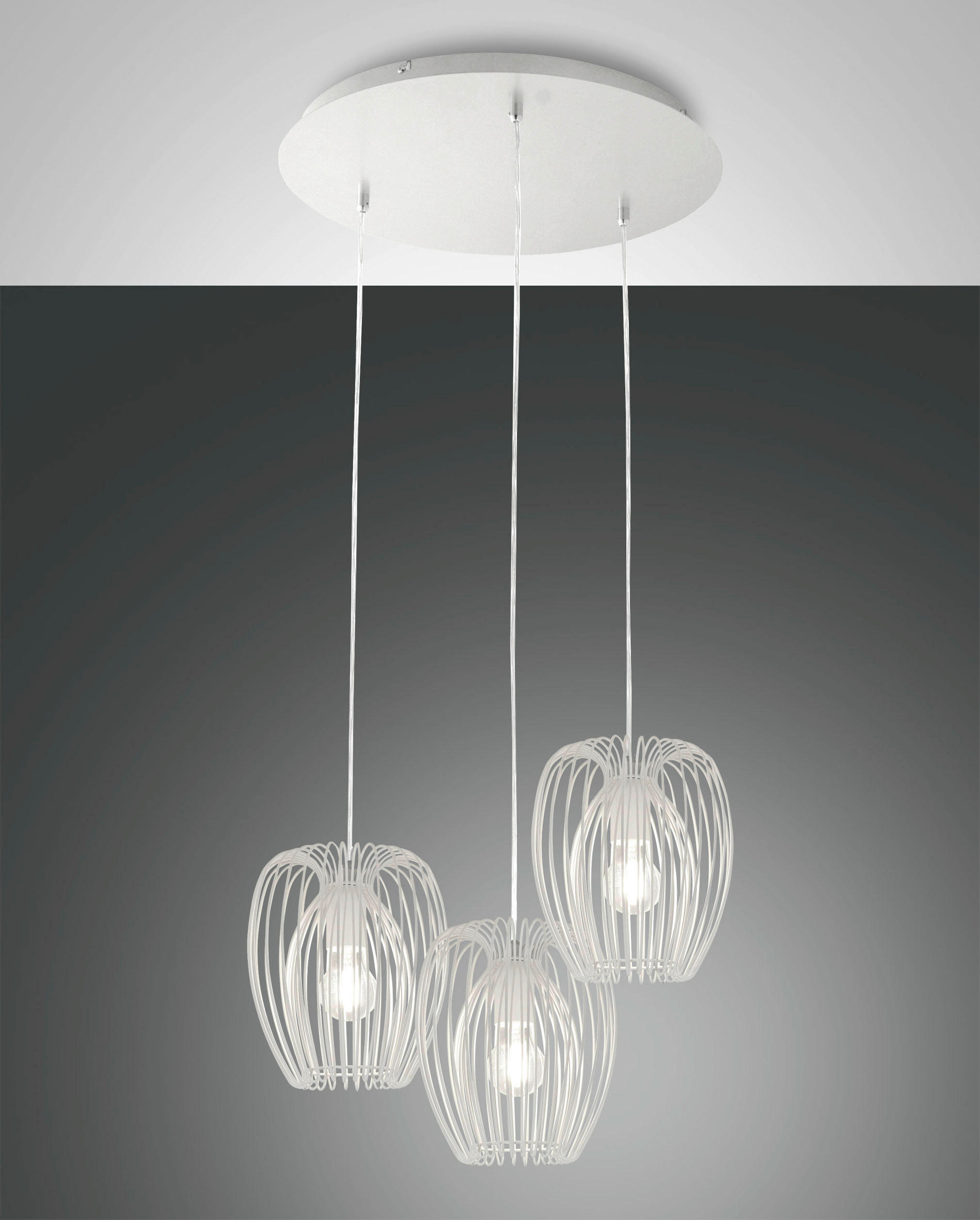 PENDELLEUCHTE Camp 50/200 cm   - Weiß, Design, Metall (50/200cm) - Fabas Luce