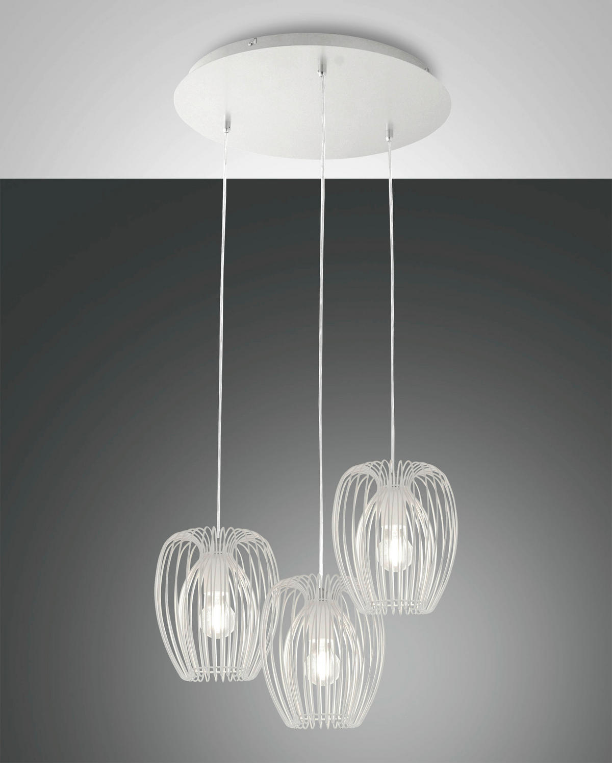 PENDELLEUCHTE Camp 50/200 cm   - Weiß, Design, Metall (50/200cm) - Fabas Luce