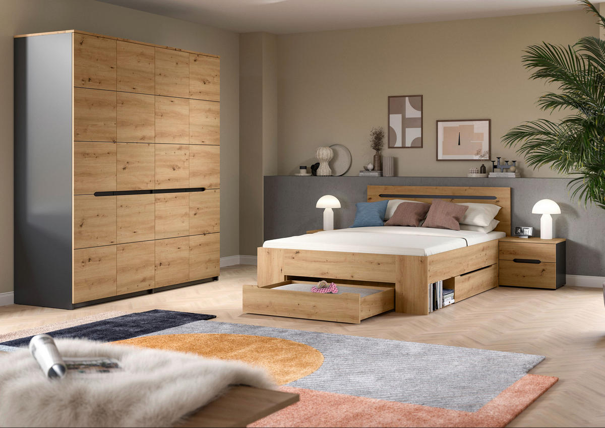 SCHLAFZIMMER Grau, Eiche Artisan  - Eiche Artisan/Grau, MODERN, Holzwerkstoff - MID.YOU