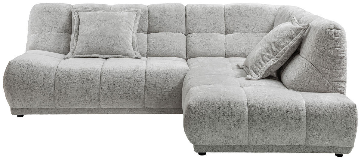 ECKSOFA ITALIA Silberfarben Chenille  - Silberfarben/Schwarz, MODERN, Kunststoff/Textil (254/203cm) - Livetastic