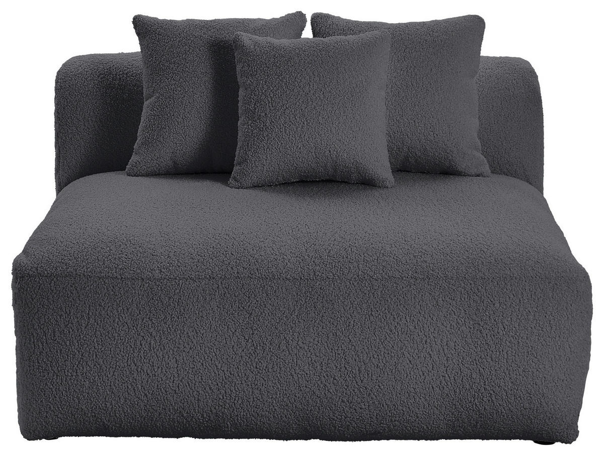 SOFAELEMENT BLOOM Flachgewebe, Teddystoff Dunkelgrau  - Dunkelgrau, Trend, Textil (120/70/122cm) - Livetastic