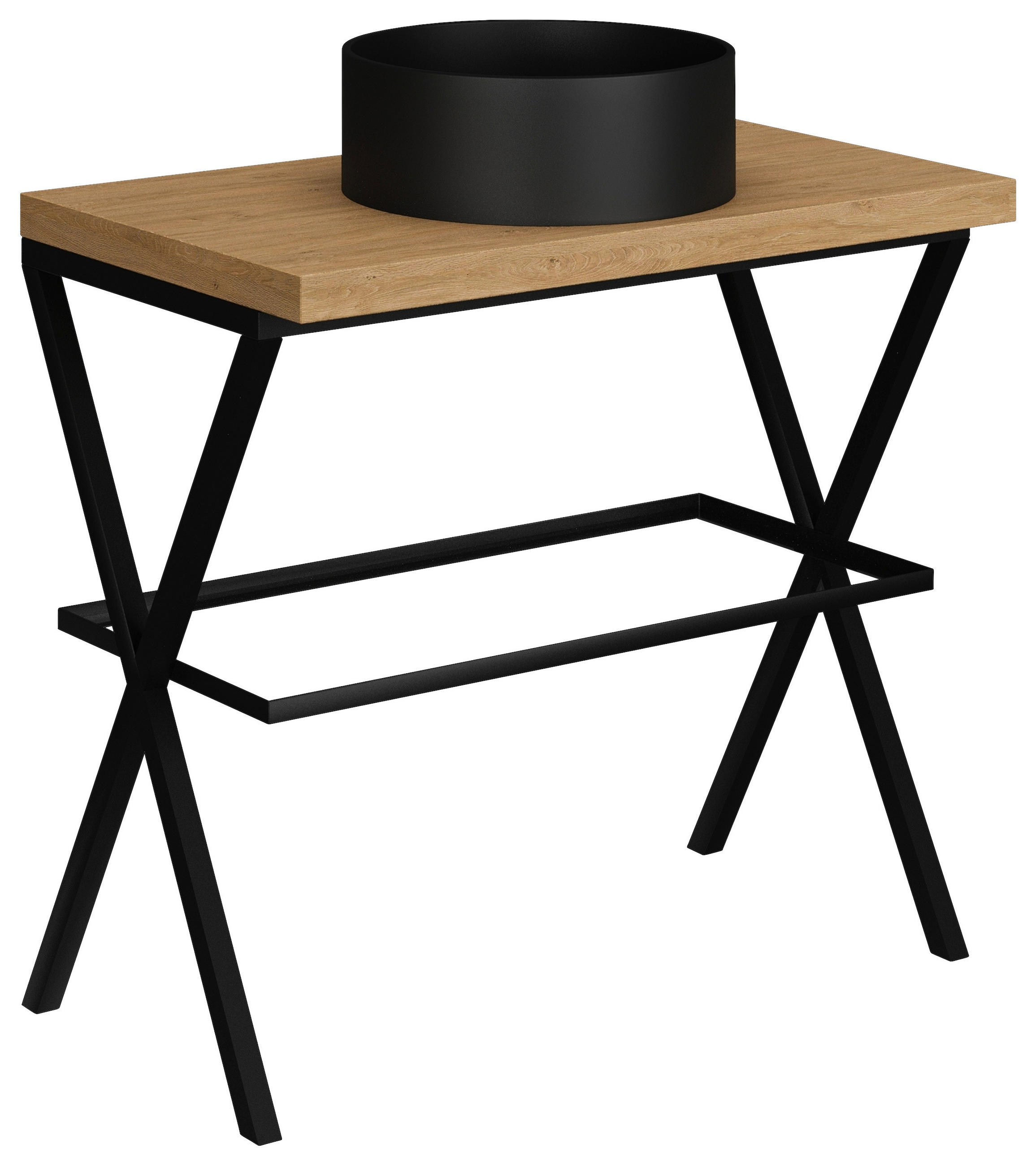 WASCHTISCHKOMBI 80 cm  - Eichefarben/Schwarz, Design, Glas/Keramik (80cm) - Voleo