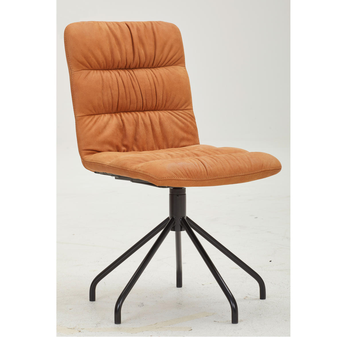 STUHL  in Stahl Echtleder naturbelassen Metall, Leder  - Cognac/Schwarz, Design, Leder/Metall (52/90/60cm) - Bacher
