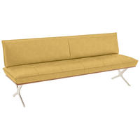 SITZBANK in Holz, Metall, Leder Gelb, Edelstahlfarben  - Edelstahlfarben/Gelb, Design, Leder/Holz (214/88/66cm) - Koinor