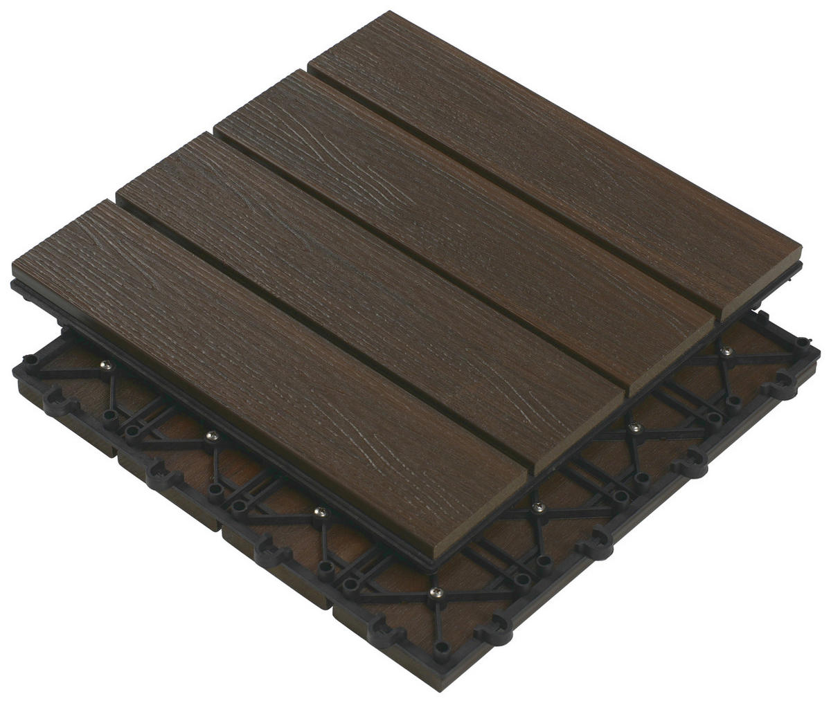TERRASSENFLIESE Braun 11 Stück  - Braun, Basics, Holzwerkstoff (30/30/2,4cm) - Ambia Garden