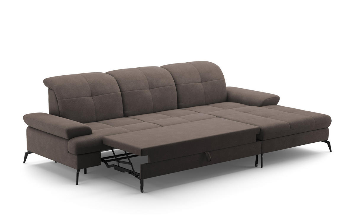 ECKSOFA in Flachgewebe Graphitfarben  - Schwarz/Graphitfarben, Konventionell, Textil/Metall (279/185cm) - Sit & More