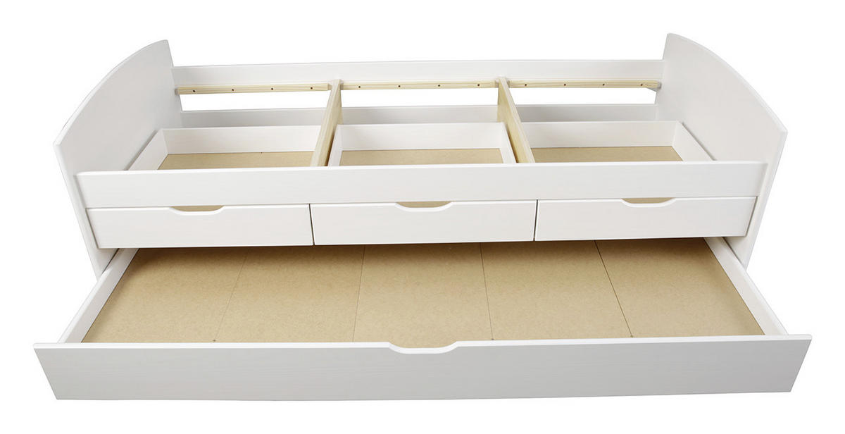 STAURAUMBETT 90/200 cm  in Weiß  - Weiß, LIFESTYLE, Holz (90/200cm) - Carryhome