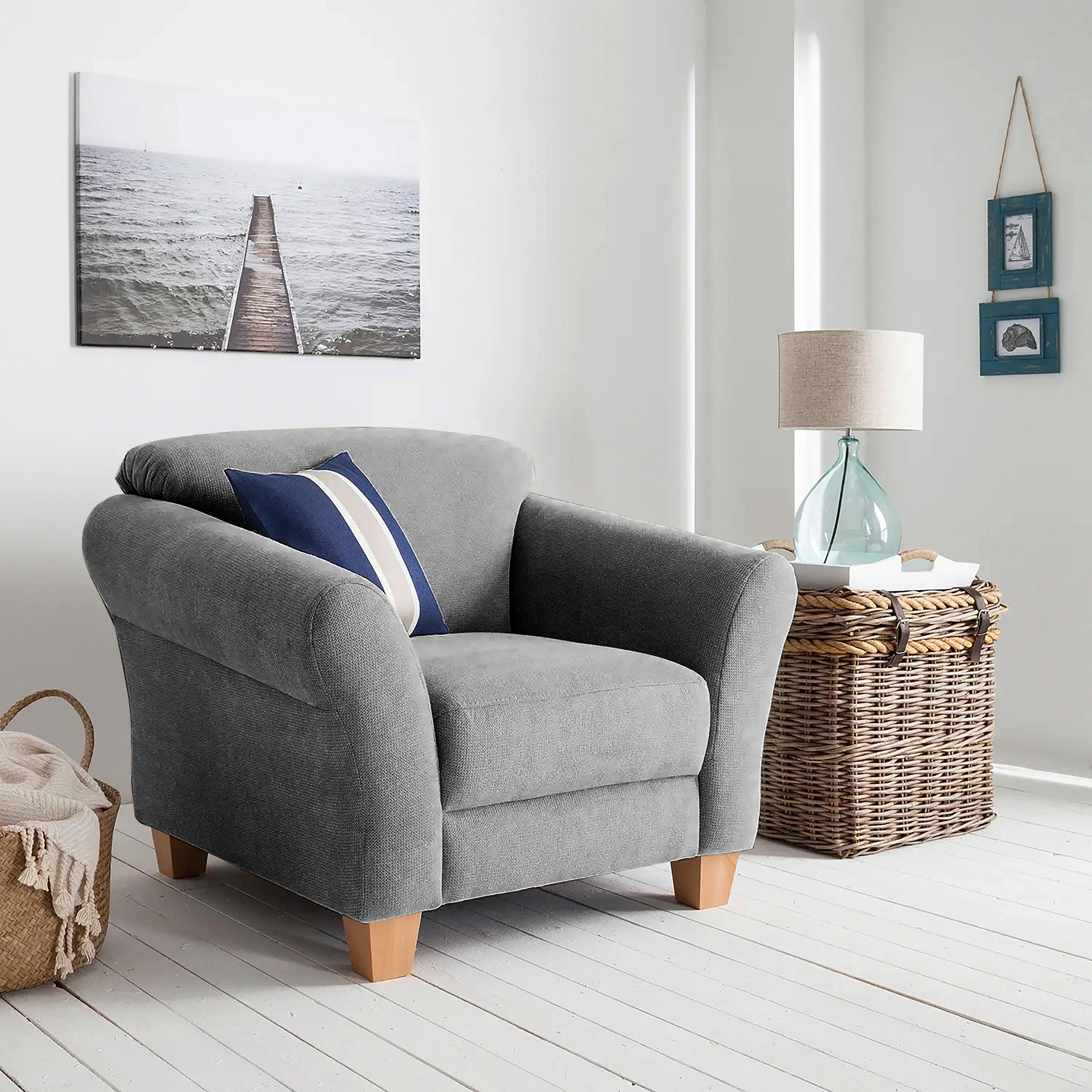 SESSEL in Flachgewebe Grau  - Naturfarben/Grau, KONVENTIONELL, Holz/Textil (101/84/89cm) - Sit & More