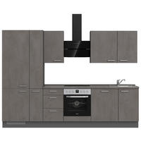 KÜCHENBLOCK 300 cm   in Schieferfarben  - Schieferfarben/Edelstahlfarben, MODERN, Holzwerkstoff/Metall (300cm) - Nobilia