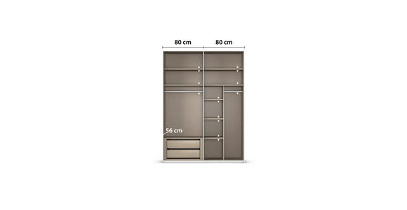 SCHWEBETÜRENSCHRANK 162/223/68 cm 2-türig Grau - Beige/Hellgrau, KONVENTIONELL, Glas/Holzwerkstoff (162/223/68cm) - Novel