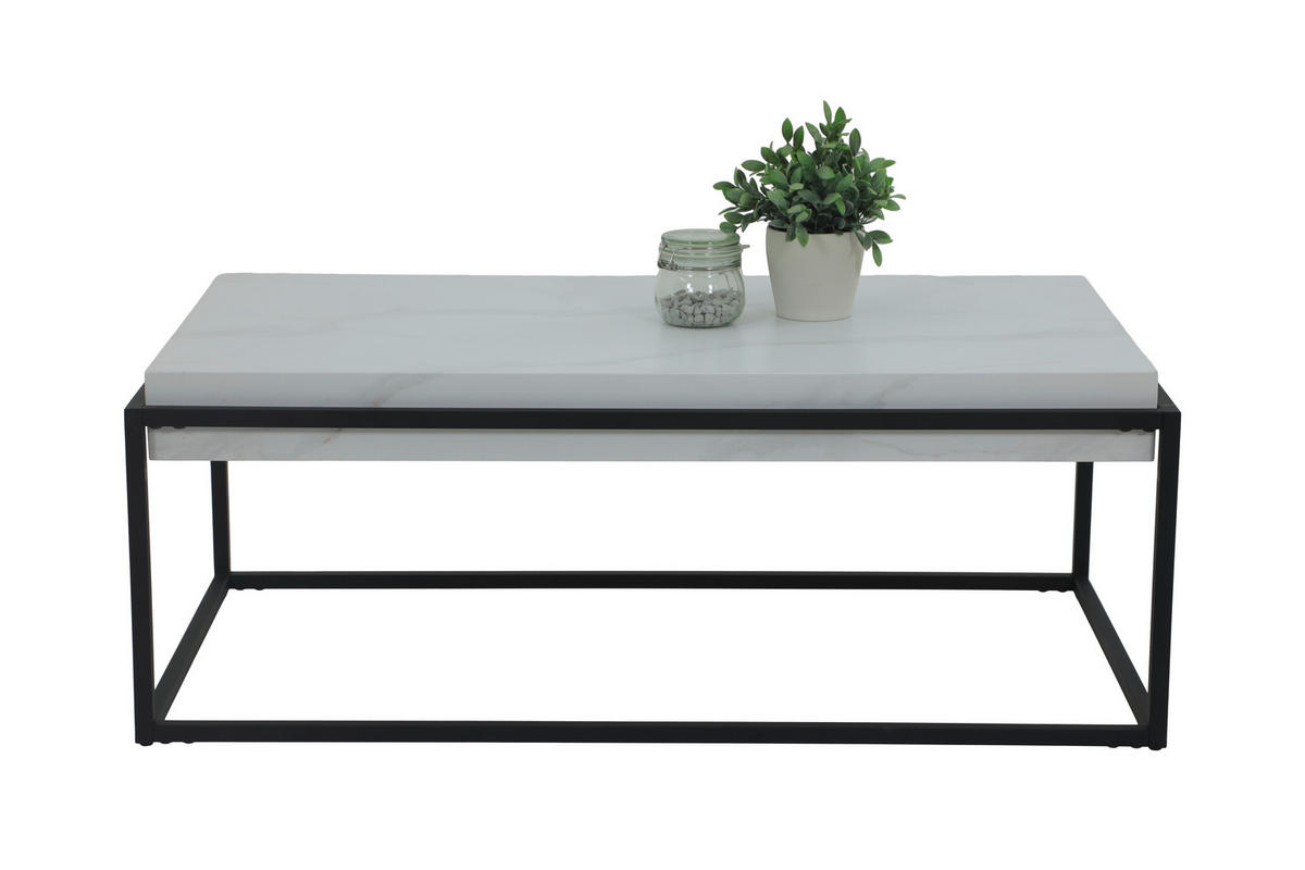 COUCHTISCH in Metall, Holzwerkstoff 114/64/42 cm  - Grauweiß/Schwarz, Design, Holzwerkstoff/Metall (114/64/42cm) - Livetastic