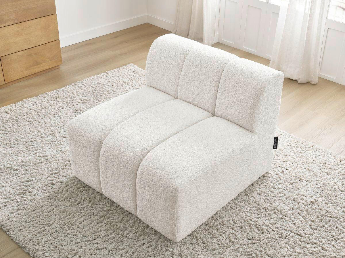 SOFAELEMENT ANNECY Bouclé Weiß  - Schwarz/Weiß, MODERN, Kunststoff/Textil (91/72/91cm)