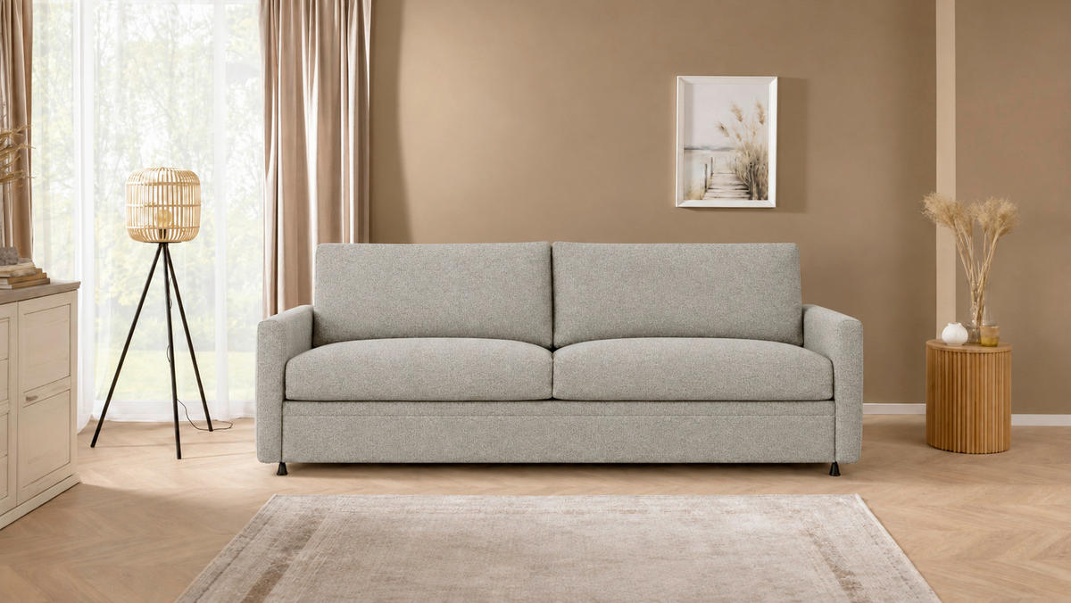 SCHLAFSOFA Chenille Hellgrau  - Hellgrau/Schwarz, Design, Textil (176/80/95cm) - Livetastic